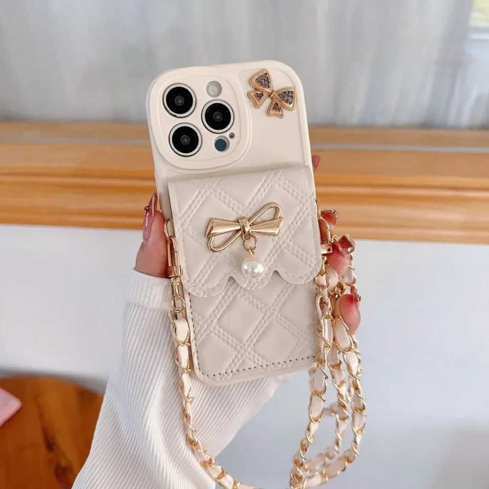 3D Bowknot Crossbody Card Hold - Leather Wallet Card Holder Phone Cover ulasan dan harga